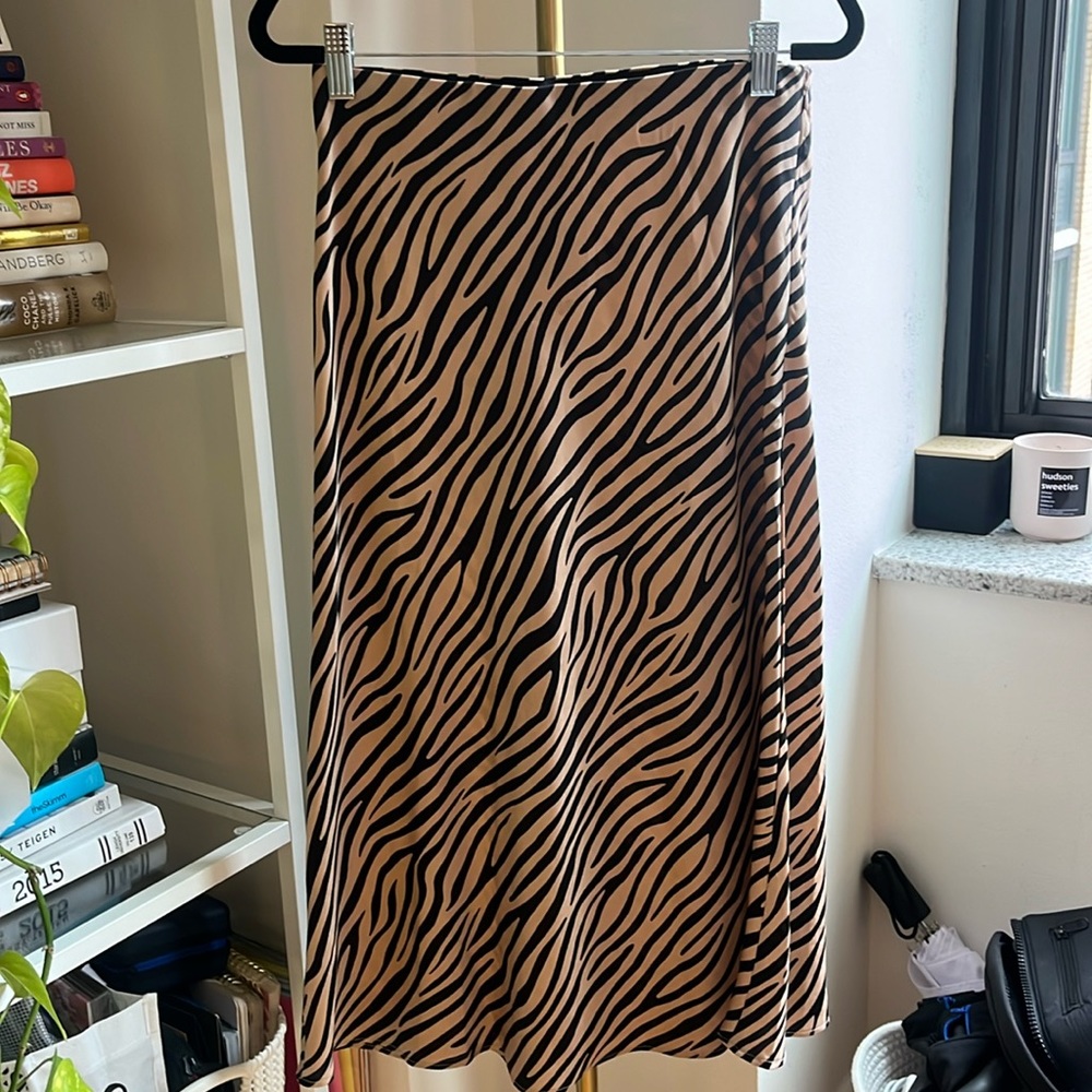 Aqua animal print midi skirt